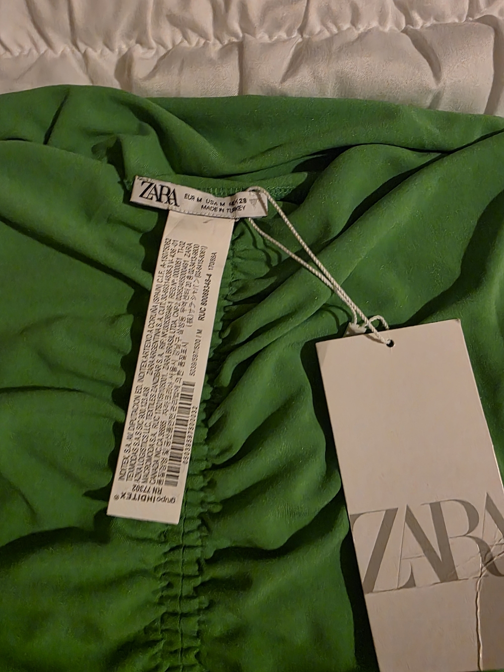 ZARA Bright Green Ruched Sleeveless Mini Dress - Picture 3 of 5